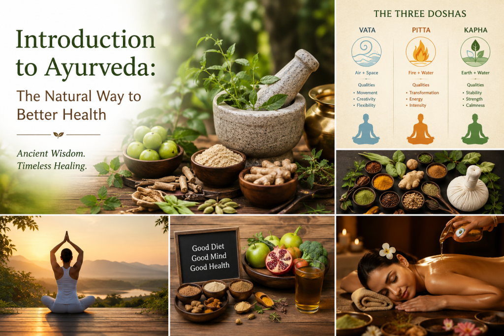Introduction to Ayurveda – Natural healing with Ayurvedic herbs, yoga, wellness, and the three doshas
